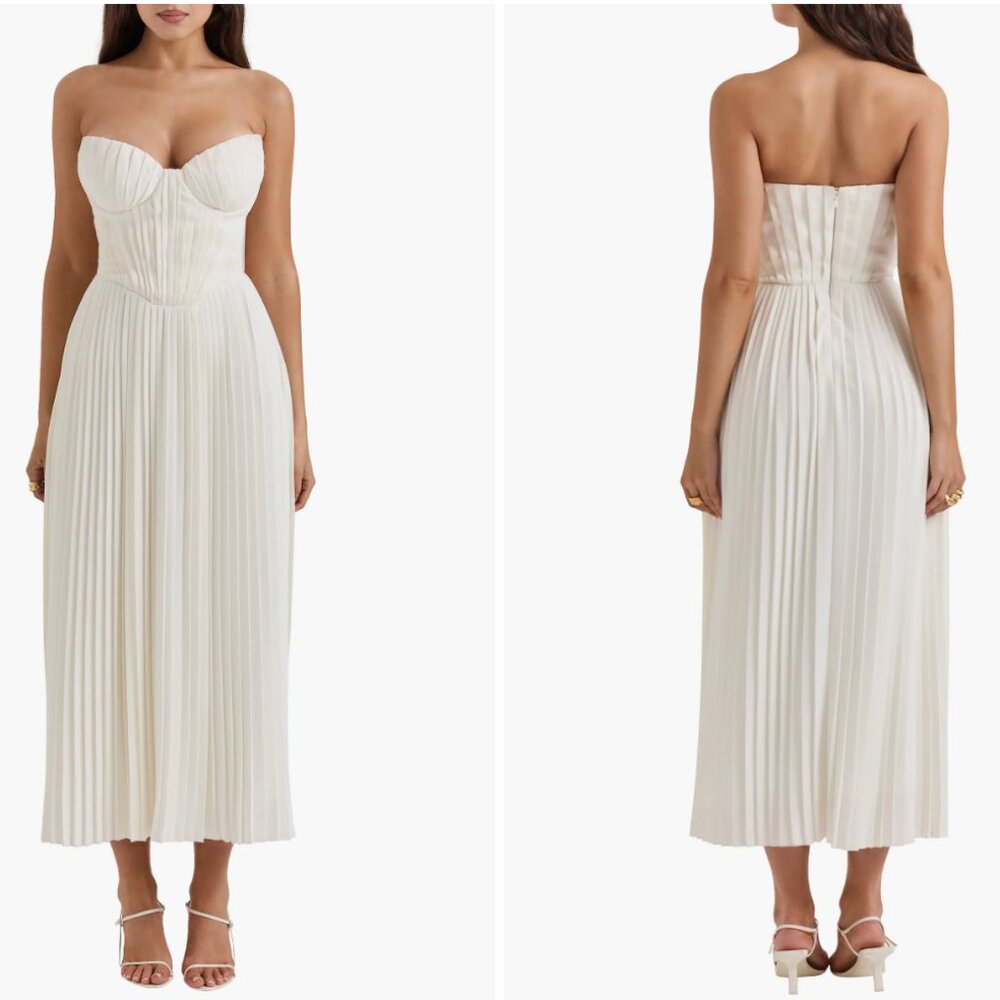 HOUSE OF CB Amorata Strapless Pleated Georgette Cocktail Dress